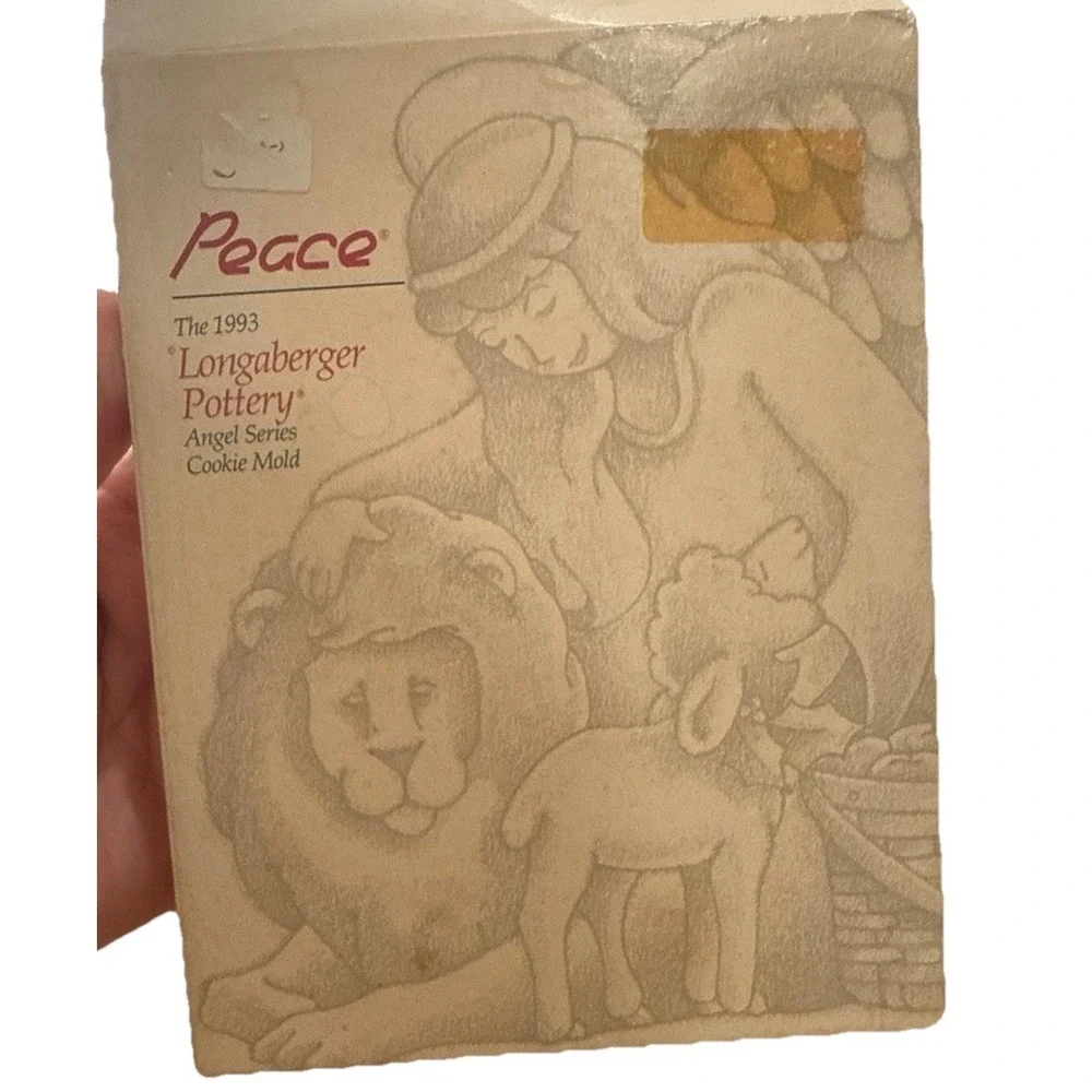 VTG 1993 Longaberger Pottery Germany Angel Series Peace XMAS‎ Cookie Mold/Recipe